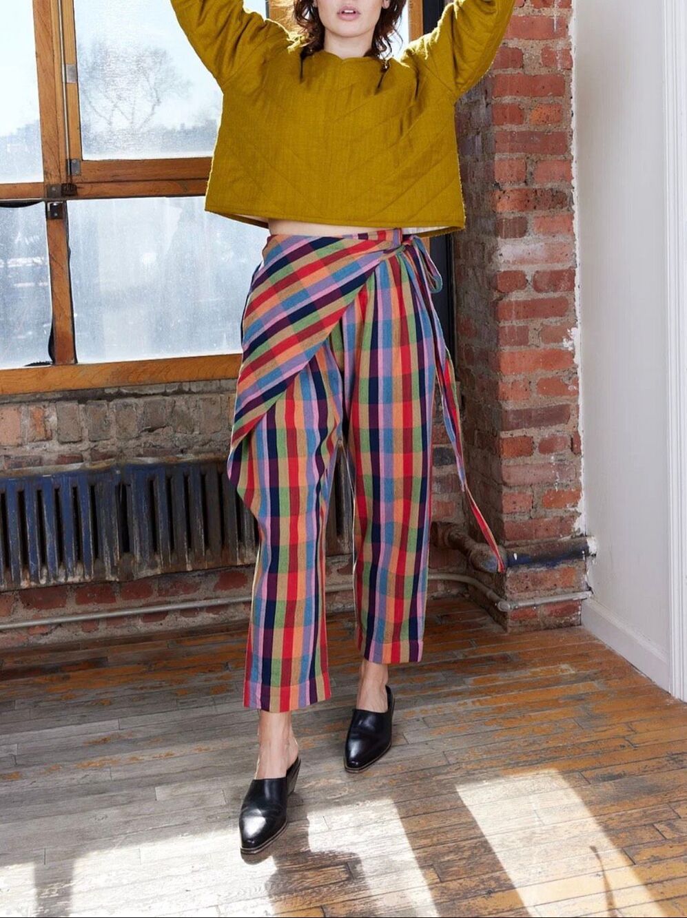 Rujuta Sheth Venus Pants in Lovebird Chex sz L